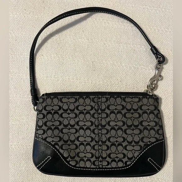 Coach Black and Gray Signature Wristlet - Picture 1 of 4